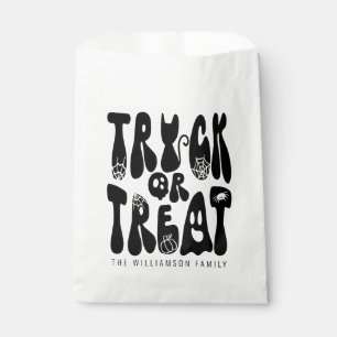 Sachets En Papier Retro Cute Trick ou traiter Halloween Ghost Noir