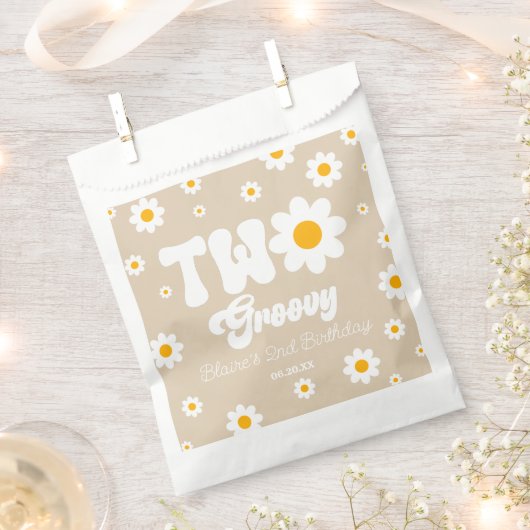 Sachets En Papier Retro Daisy Flower Two Super 2e fête d'anniversair (Coupé)