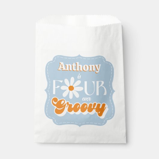 Sachets En Papier Retro Four Ever Super Boys 4e anniversaire (Devant)