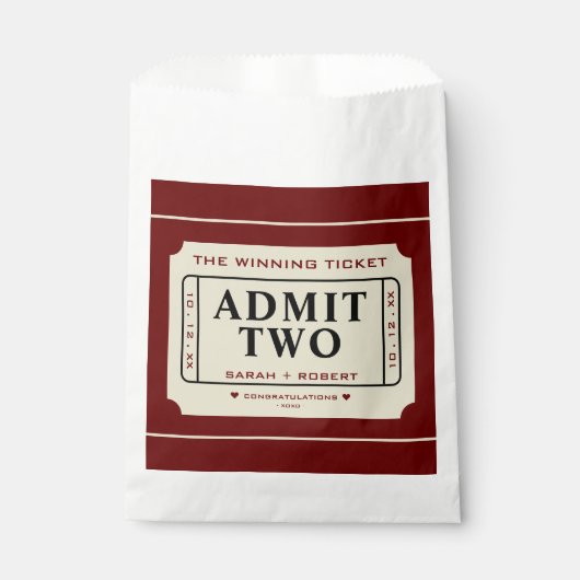 Sachets En Papier Rétro Le Billet Gagnant Admettre Deux Mariages (Devant)