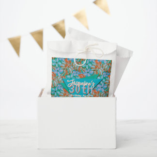 Sachets En Papier Retro Orange and Blue Floral Birthday
