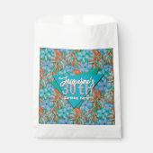 Sachets En Papier Retro Orange and Blue Floral Birthday (Devant)