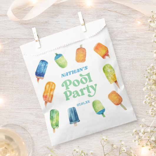 Sachets En Papier Retro Popsicle Birthday Pool Affiche de bienvenue (Coupé)