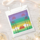 Sachets En Papier Retro Purple Sunset Palm Trees Art (Coupé)