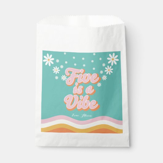 Sachets En Papier Retro Rainbow FIVE est un Vibe Super 5e anniversai (Devant)