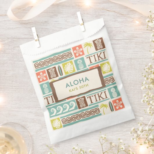 Sachets En Papier Retro Tiki Party Aloha Tropical Anniversaire (Coupé)