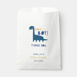 Sachets En Papier Roar c'est un garçon bleu dinosaure baby shower mi