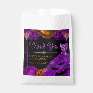 Sachets En Papier Robe florale orange et violet Halloween Quinceaner