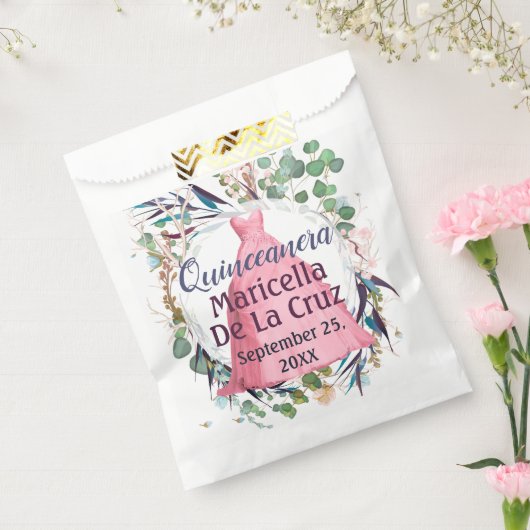 Sachets En Papier Robe rose élégant Design Quinceanera (Scellé)