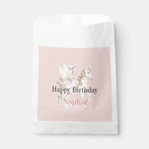 Sachets En Papier Robe rose poudré avec ailes de fée mignonne Licorn