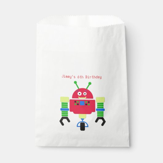 Sachets En Papier Robot de dessin Anniversaire Fête Favoriser Sac (Devant)