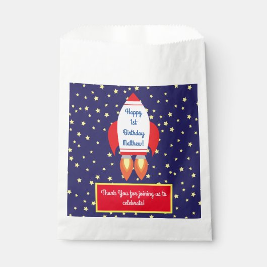 Sachets En Papier Rocketship Outer Space mignon Enfant Anniversaire (Devant)