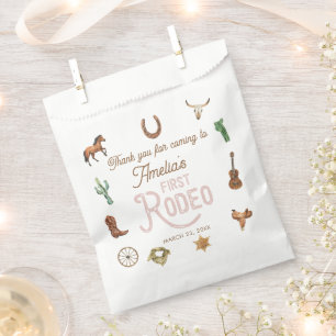 Sachets En Papier Rodéo d'anniversaire rose de l'Ouest