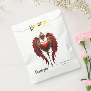 Sachets En Papier Romance vintage avec un coeur et des ailes.