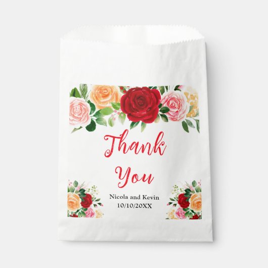 Sachets En Papier Romantic Red and Orange Roses (Devant)