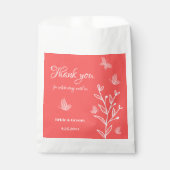 Sachets En Papier Romantique élégant corail rose mariage floral (Devant)