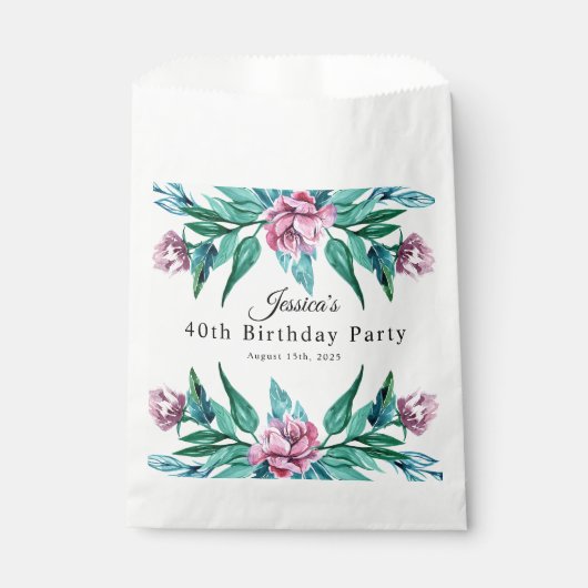 Sachets En Papier Romantique Feminine Floral 40e anniversaire (Devant)