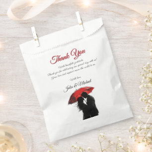 Sachets En Papier Romantique Parisien Parapluie Rouge Love Silhouett