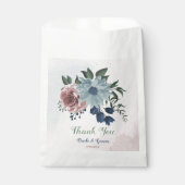 Sachets En Papier Romantique rose bleu fleurs verdure mariage (Devant)