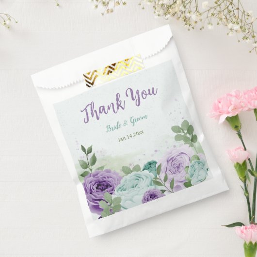 Sachets En Papier romantique violet bleu fleurs verdure mariage (Scellé)