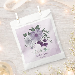 Sachets En Papier Romantique violet fleurs blanches mariage