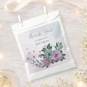 Sachets En Papier romantique violet poussiéreux et fleurs bleues mar