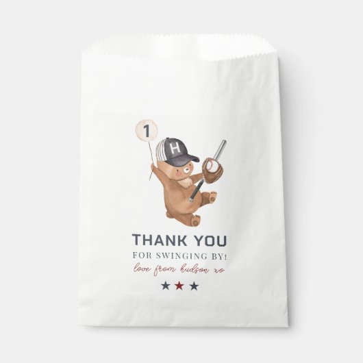 Sachets En Papier Rookie 1er Anniversaire Ours - Merci (Devant)