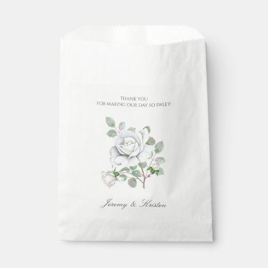 Sachets En Papier Rose Blanc Floral Botanique Mariage Favor Sac (Devant)