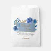 Sachets En Papier Rose bleu et Merci feuille d'or (Devant)