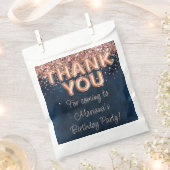 Sachets En Papier Rose Gold Navy Blue Anniversaire (Coupé)