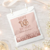 Sachets En Papier Rose Gold Pink Joyeux 16e anniversaire (Coupé)