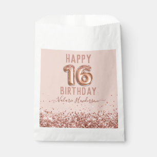 Sachets En Papier Rose Gold Pink Joyeux 16e anniversaire