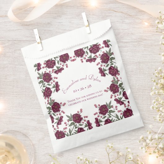 Sachets En Papier Rose Mariage Marron (Coupé)