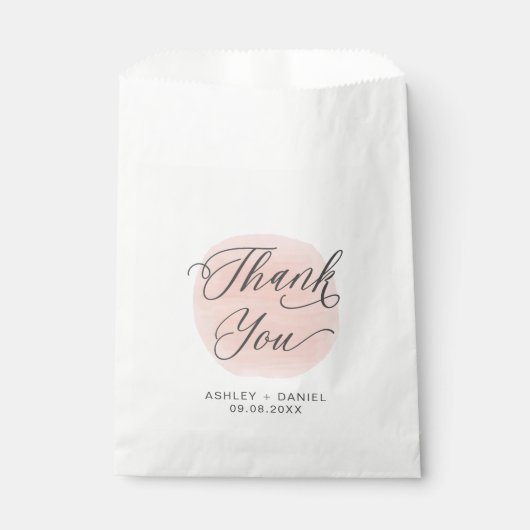 Sachets En Papier Rose Merci Moderne Mariage Treat Sacks, (Devant)