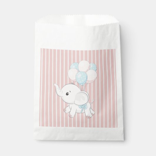 Sachets En Papier Rose, mignon petit éléphant (Devant)