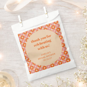 Sachets En Papier Rose Orange Milieu de Siècle Remerciement de Récep