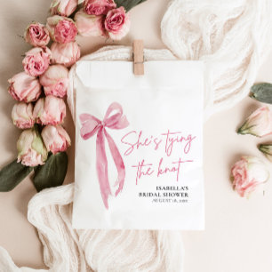 Sachets En Papier Rose Pâle Nœud Elle Attache le Nœud Réception de M