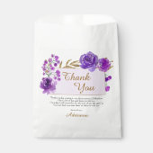 Sachets En Papier Rose pourpre et Merci feuille or (Devant)