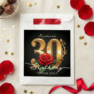 Sachets En Papier Rose rouge élégante avec paillettes noires et or p