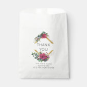 Sachets En Papier Rose rouge et Eucalyptus Merci Mariage (Devant)