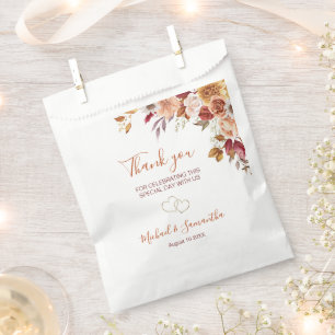 Sachets En Papier Rose Rustique et Mariage Automnal au Chrysanthème
