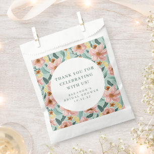Sachets En Papier Rose Sauge Floral Mariage Cadeau Personnalisé de R
