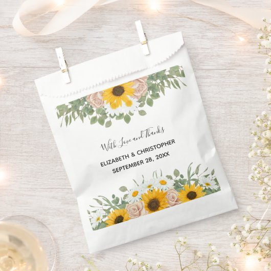 Sachets En Papier Roses de tournesols Daises Mariage de fleurs jaune (Coupé)
