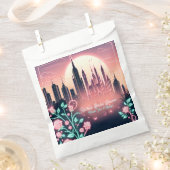 Sachets En Papier Roses Électriques Futuristes Réception de Mariag (Coupé)