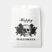 Sachets En Papier Roses noirs gothiques et crâne heureux Halloween (Devant)