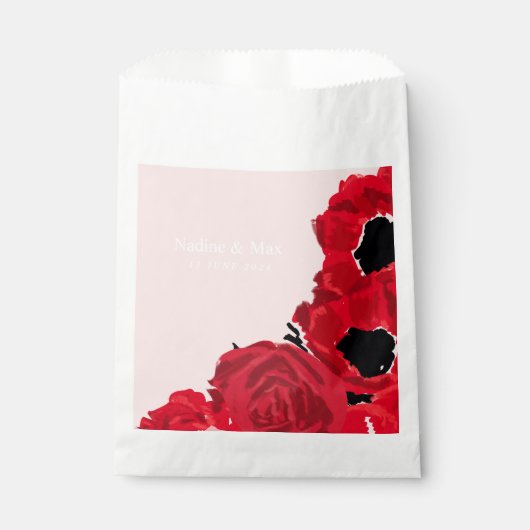 Sachets En Papier Roses rouges Abstraites et pavots (Devant)