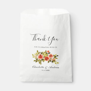 Sachets En Papier Roses rouges Aquarelle Mariage Floral Merci