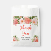 Sachets En Papier Roses rouges corail avec feuillage (Devant)