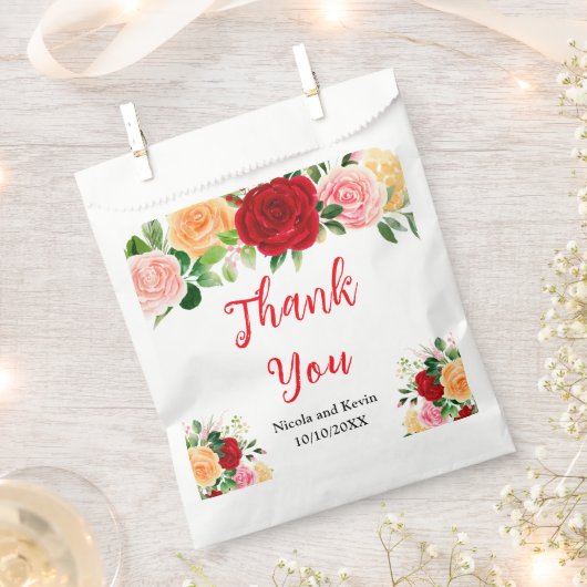 Sachets En Papier Roses rouges et orange romantiques (Coupé)