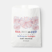 Sachets En Papier Rouge, Blanc & Due ! baby shower 4 juillet (Devant)